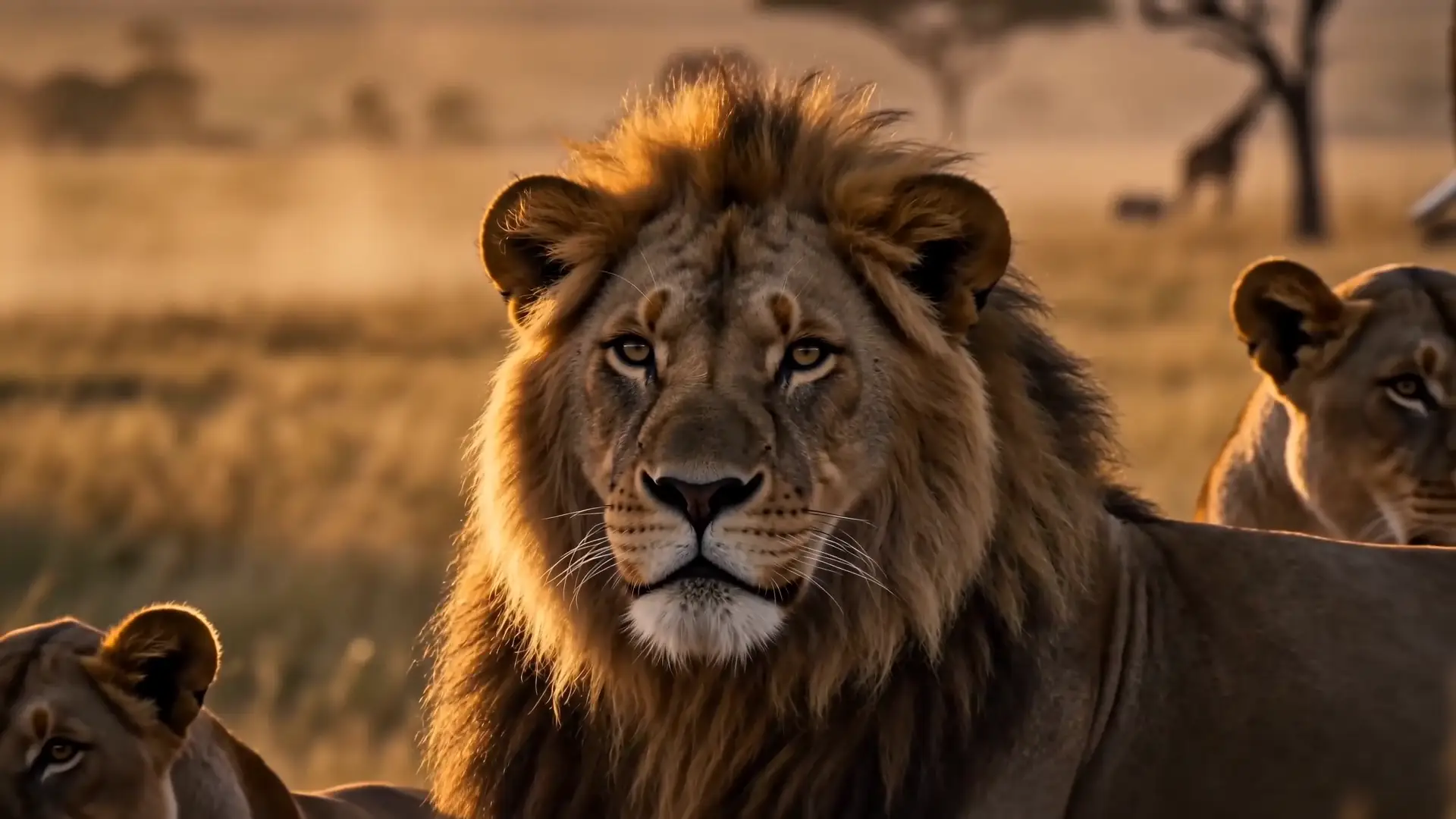 Male lion at golden hour in the Maasai Mara